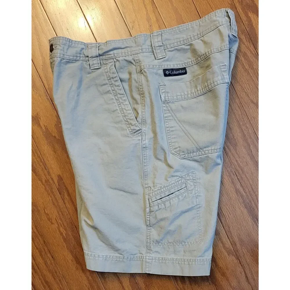 Columbia Mens Cargo Shorts Size 34 Tan Cargo Pockets Cotton